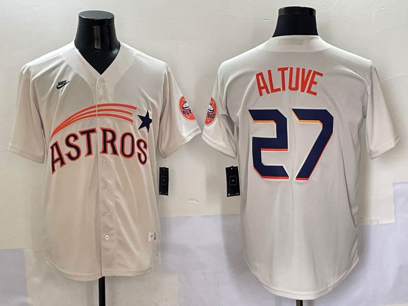 Men's Houston Astros Jose Altuve #27 Cream Jersey
